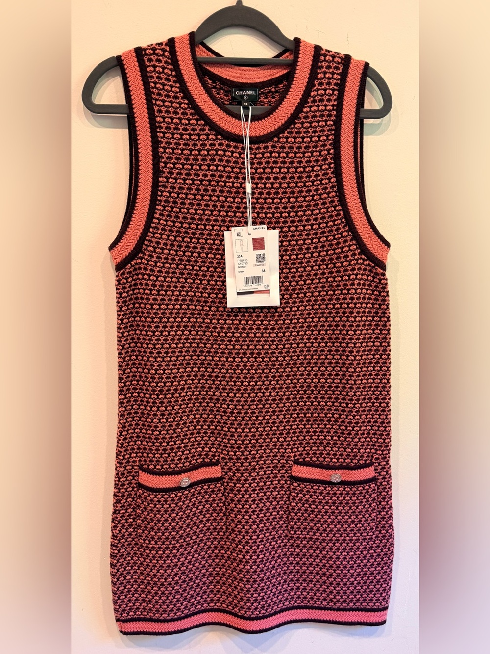 CHANEL Cashmere Mid-Length Dress, Size 38